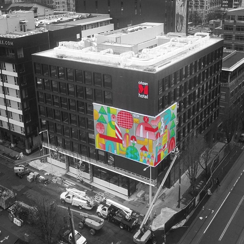 CitizenM Hotel Seattle Sign Installation 